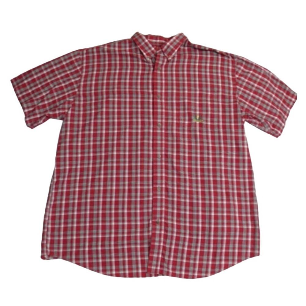 Wrangler Riata Mens XXL Short Sleeve Button Down Plaid Embroidered Pocket Shirt